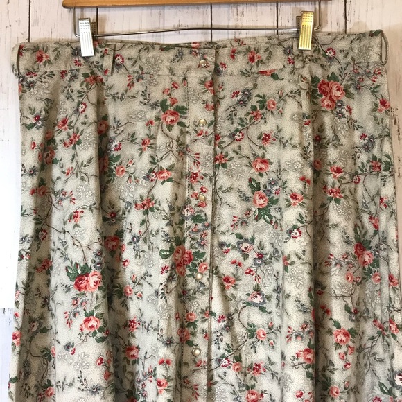 RALPH LAUREN Prairie Peasant Skirt / Pearl Snap Buttons + Pretty Calico Print - Picture 2 of 12